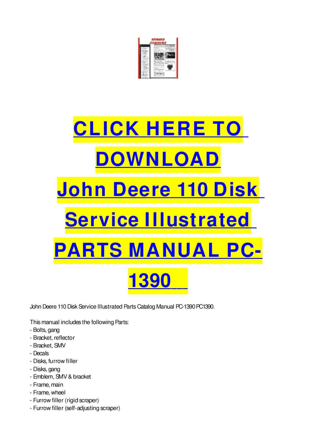John deere 110 service manual download